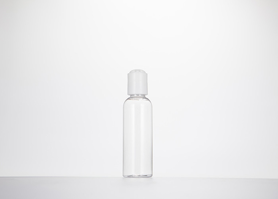 0.5oz 1oz 2oz 3oz 4oz कॉस्मो गोल प्लास्टिक की बोतलें प्रेस डिस्क कैप के साथ पीईटी साफ़ करें