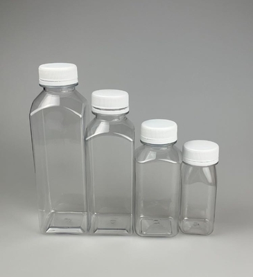 पारदर्शी / कस्टम रंग 250ml 350ml 500ml पीईटी खाद्य ग्रेड रस ढक्कन मुद्रण के साथ प्लास्टिक की बोतल कस्टम