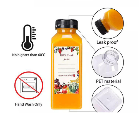 प्लास्टिक की बोतल पालतू जानवर पेय जूस के साथ शिकंजा टोपी पेय के लिए 4oz 8oz 12oz 16oz