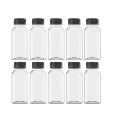 पारदर्शी / कस्टम रंग 250ml 350ml 500ml पीईटी खाद्य ग्रेड रस ढक्कन मुद्रण के साथ प्लास्टिक की बोतल कस्टम