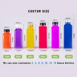 उच्च गुणवत्ता 8oz 10oz 12oz 16oz प्लास्टिक जूस की बोतलें जूस व्यापार समर्थन आपूर्तिकर्ता 120ml लेबल के साथ प्लास्टिक की बोतलें