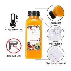 थोक 250ml 350ml 500ml प्लास्टिक जूस की बोतल एक बार इस्तेमाल करने योग्य पालतू जानवर प्लास्टिक वर्ग आकार की बोतल