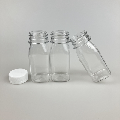 8oz 16oz स्पष्ट प्लास्टिक रस कंटेनर पीपी टोपी के साथ वर्ग