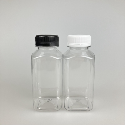 8oz 16oz स्पष्ट प्लास्टिक रस कंटेनर पीपी टोपी के साथ वर्ग
