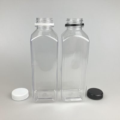 8oz 16oz स्पष्ट प्लास्टिक रस कंटेनर पीपी टोपी के साथ वर्ग