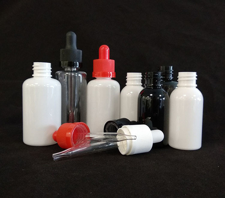 कस्टम लोगो ड्रॉपर बोतलें सेट पारदर्शी काला विभिन्न आकार 10ml-120ml चिकनी सतह 5000pcs मुद्रण