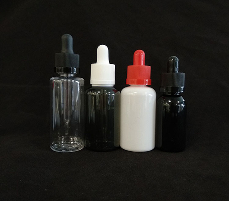 कस्टम लोगो ड्रॉपर बोतलें सेट पारदर्शी काला विभिन्न आकार 10ml-120ml चिकनी सतह 5000pcs मुद्रण