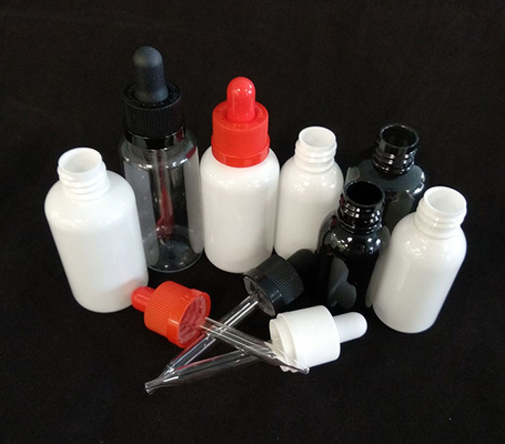 कस्टम लोगो ड्रॉपर बोतलें सेट पारदर्शी काला विभिन्न आकार 10ml-120ml चिकनी सतह 5000pcs मुद्रण