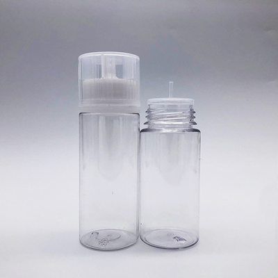 E तरल गोल पीईटी बोतल विविधता पैक बाल प्रतिरोधी गर्दन पारदर्शी 10ml - 100ml आकार