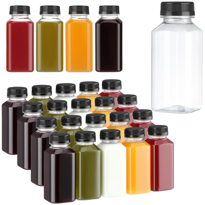 स्क्वायर गोल प्लास्टिक दूध चाय की बोतलें हैंडल के साथ स्पष्ट 120ml 250ml 350ml 500ml क्षमता