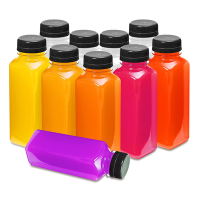 स्क्वायर गोल प्लास्टिक दूध चाय की बोतलें हैंडल के साथ स्पष्ट 120ml 250ml 350ml 500ml क्षमता