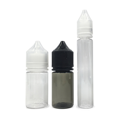 ई तरल बाल प्रतिरोधी पेंच टोपी बोतलें अनुकूलित मुद्रण 10ml-100ml क्षमता