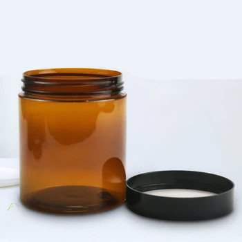 गर्म बिक्री स्पष्ट पारदर्शी काला रंगीन 250ml 8oz खाली बड़े कॉस्मेटिक कंटेनर प्लास्टिक जार