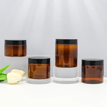 पीईटी प्लास्टिक जार 1oz 2oz 4oz 6oz 8oz 12oz 16oz एल्यूमीनियम ढक्कन के साथ स्पष्ट चौड़े मुंह प्लास्टिक जार