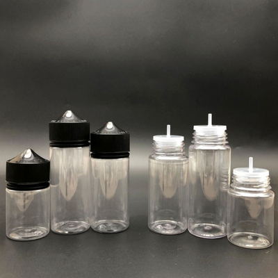 अनुकूलन योग्य स्पष्ट पीईटी ई तरल बोतलें 10ml 15ml 30ml 60ml 80ml 100ml क्षमता के साथ