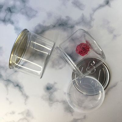 प्रतिस्पर्धी पालतू जानवर प्लास्टिक जार आसान ओपन एंड लिड पॉप कैन डिस्पोजेबल खाद्य ग्रेड अनुकूलन योग्य के साथ