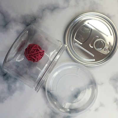 प्रतिस्पर्धी पालतू जानवर प्लास्टिक जार आसान ओपन एंड लिड पॉप कैन डिस्पोजेबल खाद्य ग्रेड अनुकूलन योग्य के साथ