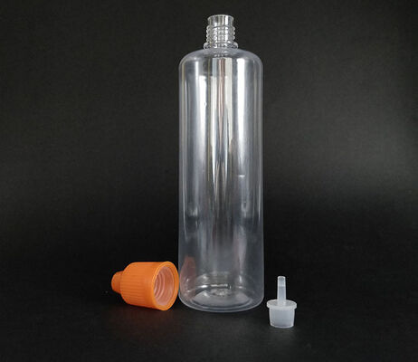 स्क्रीन प्रिंटिंग पारदर्शी गोल ई तरल बोतल वैप उद्योग में कस्टम लेबलिंग और पैकेजिंग समाधान के लिए उपयुक्त