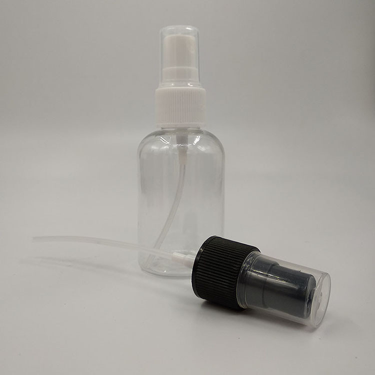 चिकनी सतहों के लिए पारदर्शी पीईटी प्लास्टिक स्प्रे बोतल क्षमता 10ml 15ml 30ml 50ml 60m 70ml 100ml 200ml 500ml